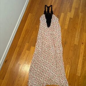 Zara Floral Sleeveless Maxi Dress with Crochet Halter Neckline, size S